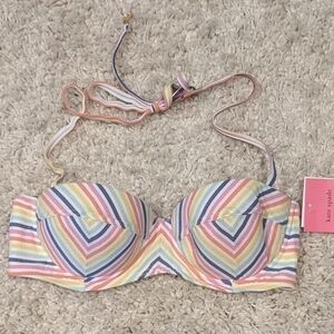 NWT Kate Spade Bikini Top Underwire Seersucker Multi Color Stripes X-Small